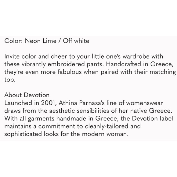 Anthropologie Devotions Twin Petra Embroidered Lime Two Piece Set Size 8/10 NWT - Picture 16 of 16